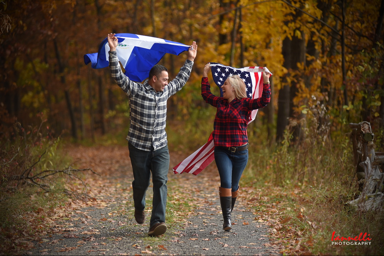 Couple with Country Flags