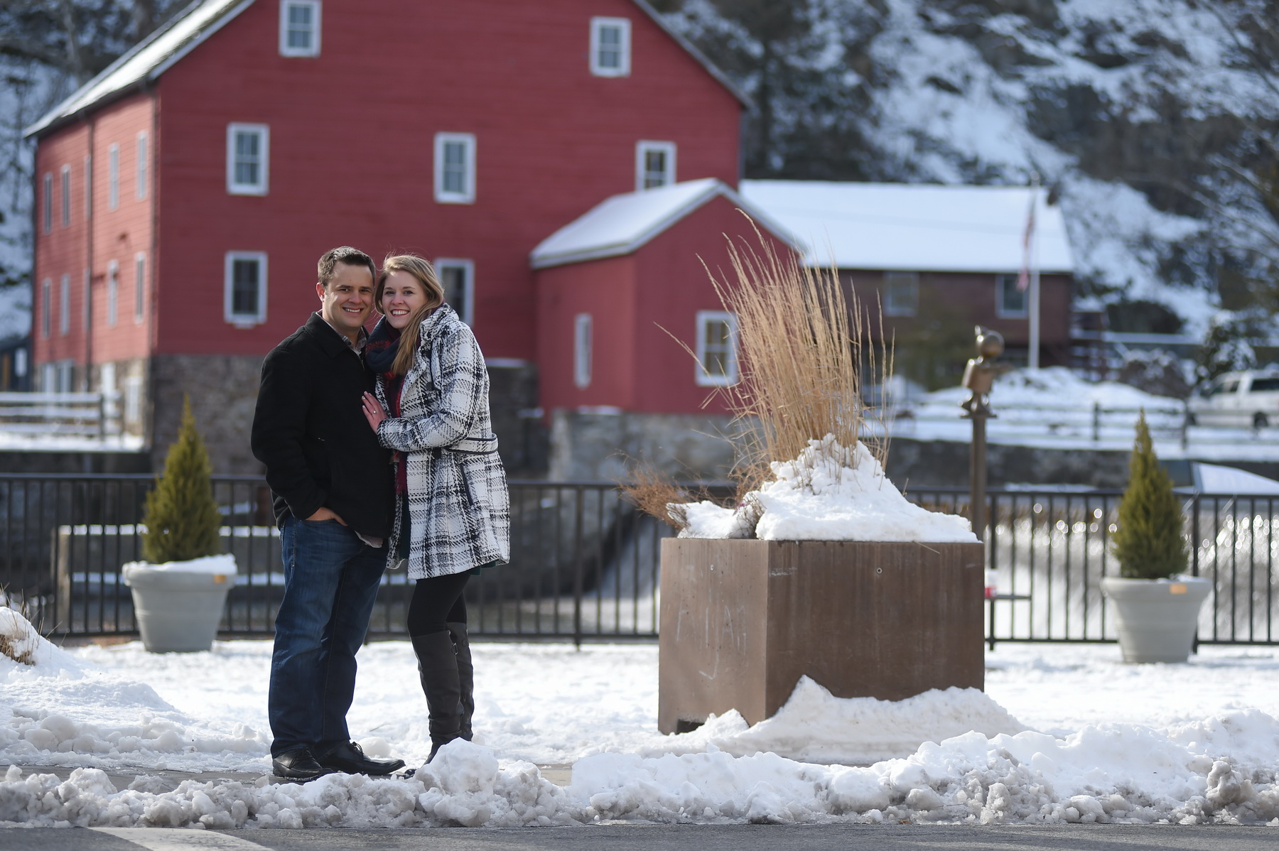 Couple looking at camera